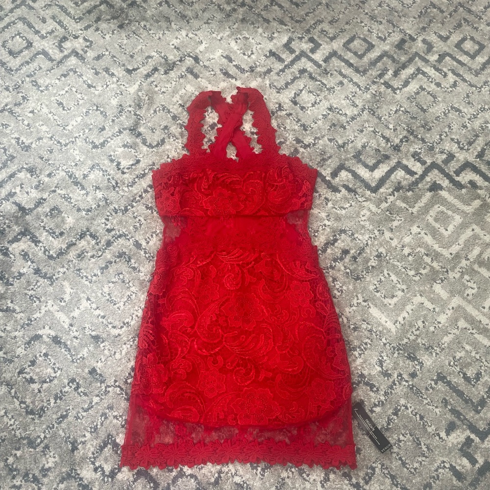Red lace dress
